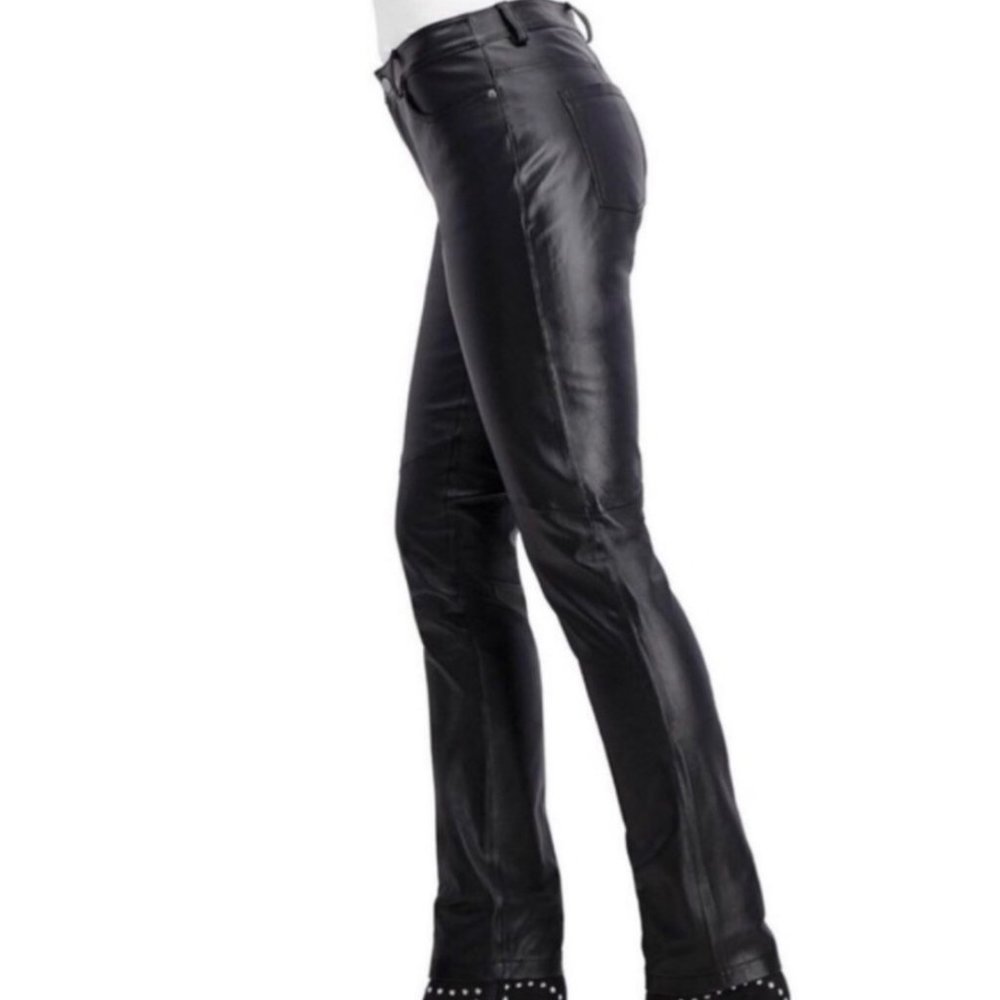 NEWPORT NEWS 100% Black Leather Pants sz. 4 - Picture 1 of 9